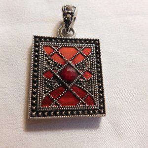 Lia Sophia Red and Silver Tone Pendant